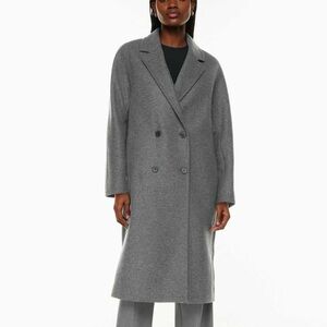 Aritzia Gray Double-Breasted Coat